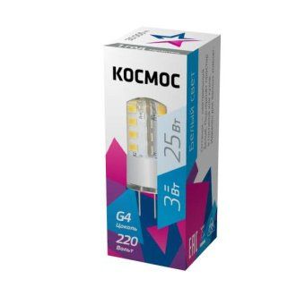 лампа светодиодная 3вт 220в g4 4500к космос lksmled3wjcg4220v45 от магазина Штепсель и батарейка.