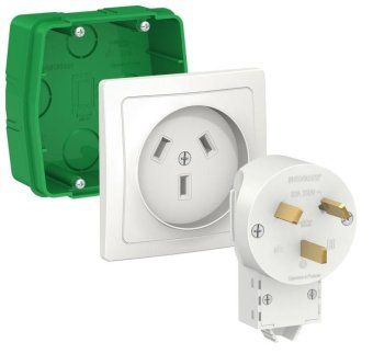 комплект силовой сп blanca 32а 250в (монтажная коробка + розетка + вилка) бел. se blnsk013231 от магазина Штепсель и батарейка.