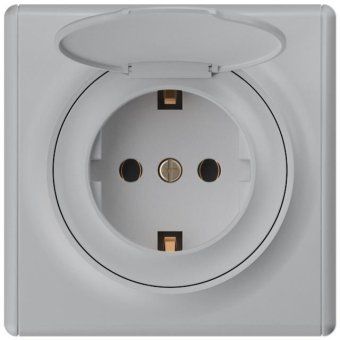 розетка 1-м сп florence 16а ip20 с заземл. с крышкой винтов. клеммы механизм сер. (1e10501302) onekeyelectro 2172837 от магазина Штепсель и батарейка. - фото_2