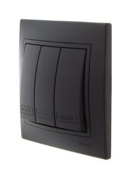 выключатель 3-кл. 1п сп mira 10а ip20 со вставкой черн. бархат lezard 701-4242-109 от магазина Штепсель и батарейка. - фото_2