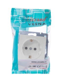 розетка 1-м сп vesna с заземл. защ. шторки пбт механизм бел. lezard 742-0288-124b от магазина Штепсель и батарейка.