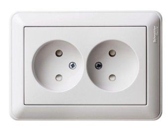 розетка 2-м сп w59 16а ip20 без заземл. защ. шторки бел. se rs16-254-18 от магазина Штепсель и батарейка.