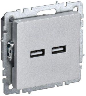 розетка brite usb a+a 3.1а рю10-1-бра механизм алюм. iek br-u21-d31-k47 от магазина Штепсель и батарейка.