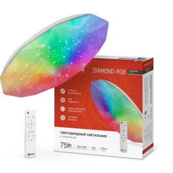 светильник светодиодный comfort diamond-rgb 75вт 3000-6500к 6000лм 230в 500х90мм с пультом ду in home 4690612044583 от магазина Штепсель и батарейка.