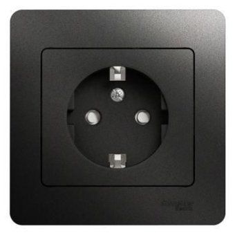 розетка 1-м сп 1мод. glossa 16а ip20 с заземл. защ. шторки в сборе антрацит se gsl000744 от магазина Штепсель и батарейка.