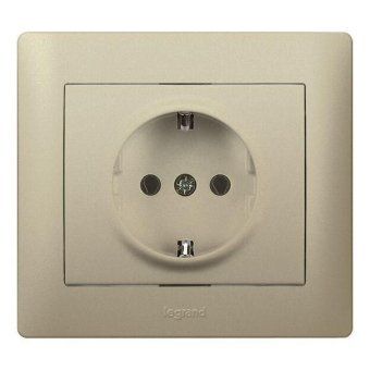 розетка 1-м сп galea life 16а ip20 2p+e защ. шторки немецк. стандарт с лицев. панелью титан leg 771463 от магазина Штепсель и батарейка.