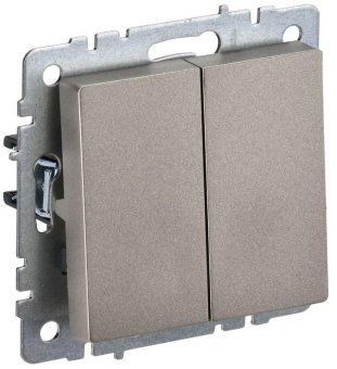 выключатель 2-кл. сп brite вс10-2-0-брш 10а механизм шампань iek br-v20-0-10-k37 от магазина Штепсель и батарейка.