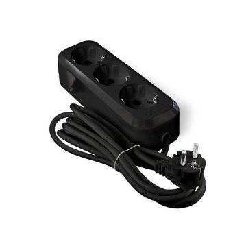 удлинитель 3х2м с заземл. 16а ip20 е-303 пвс 3х1 абс-пластик черн. universal 2180 от магазина Штепсель и батарейка.