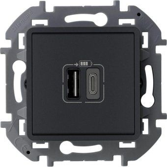 устройство зарядное inspiria с 2-мя usb разьемами a и c 240в / 5в 3000ма антрацит leg 673763 от магазина Штепсель и батарейка.