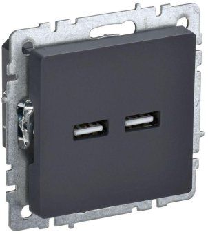 розетка brite usb a+a 3.1а рю10-1-брг механизм графит iek br-u21-d31-k53 от магазина Штепсель и батарейка. - фото_7