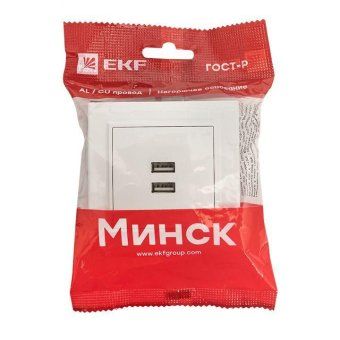 розетка usb 2-м сп минск 2.1а бел. ekf err-2usb-100 от магазина Штепсель и батарейка. - фото_2