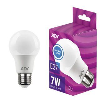лампа светодиодная led-a60 7вт грушевидная 4000к нейтр. бел. e27 560лм 180-240в rev 32265 8 от магазина Штепсель и батарейка.