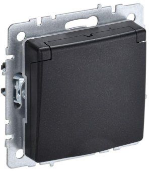 розетка brite рсбш10-3-44-брч 16а ip44 с заземл. защ. шторки с крышкой механизм черн. iek br-r16-16-44-k02 от магазина Штепсель и батарейка.