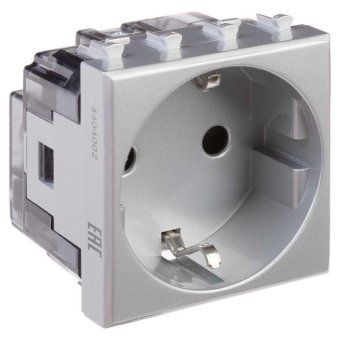 розетка 1-м 2мод. avanti "закаленная сталь" 16а 2p+e защ. шторки сер. dkc 4404002 от магазина Штепсель и батарейка. - фото_2