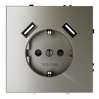 розетка 1-м сп s70 16а с usb a+a с заземл. защ. шторки механизм шелк voltum vls040404 от магазина Штепсель и батарейка.