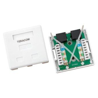 розетка настенная teracom кат.5e неэкранированная 2 порта rj-45 dual idc бел. ekf trc-wbox-2rj45-5eutp-wh от магазина Штепсель и батарейка. - фото_4