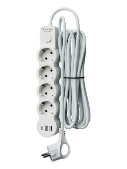 удлинитель 3х1.5м с заземл. 10а ip20 usb 2500вт 220в пвс 3х1 с выкл. бел. космос yksm1.5m4g-z-vu10а-w от магазина Штепсель и батарейка.