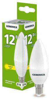 лампа светодиодная c35 12вт свеча 3000к e14 230в generica ll-c35-12-230-30-e14-g от магазина Штепсель и батарейка.