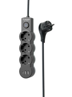 удлинитель 3х3м с заземл. 10а ip20 usb 2800вт 220в пвс 3х1 с выкл. черн. космос yksm3m3g-z-vu10а-b от магазина Штепсель и батарейка. - фото_4