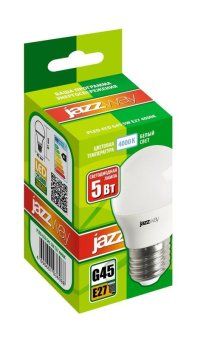 лампа светодиодная pled-eco 5вт g45 шар матовая 4000к нейтр. бел. e27 400лм 230в 50гц jazzway 1036988a от магазина Штепсель и батарейка. - фото_2