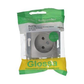 розетка 1-м сп glossa 16а ip20 250в с заземл. механизм платина se gsl001243 от магазина Штепсель и батарейка. - фото_3
