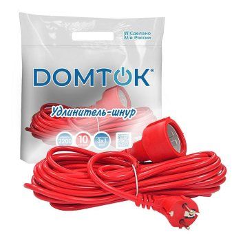 удлинитель-шнур 1х10м с заземл. 10а ip20 2.2квт пвс 3х1 domtok 2492 от магазина Штепсель и батарейка. - фото_3