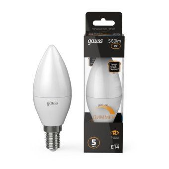 лампа светодиодная black 7вт свеча 3000к тепл. бел. e14 560лм диммир. gauss 103101107-d от магазина Штепсель и батарейка. - фото_2
