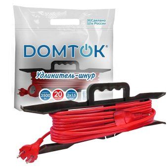 удлинитель-шнур на рамке 1х20м без заземл. 16а ip20 3.5квт пвс 2х1.5 domtok 2403 от магазина Штепсель и батарейка. - фото_4