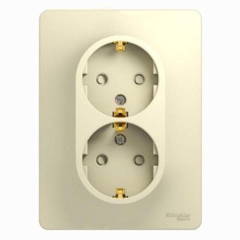 розетка 2-м сп glossa 16а ip20 с заземл. защ. шторки в сборе беж. se gsl000226 от магазина Штепсель и батарейка.