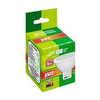 лампа светодиодная pled-eco 5вт jcdr mr16 рефлектор матовая 4000к нейтр. бел. gu5.3 400лм 230в 50гц jazzway 1037107a от магазина Штепсель и батарейка. - фото_2