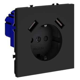 розетка 1-м сп s70 16а с usb a+a с заземл. защ. шторки механизм графит voltum vls040407 от магазина Штепсель и батарейка. - фото_4
