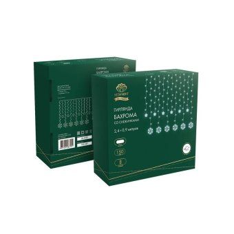 гирлянда светодиодная "бахрома" со снежинками 2.4х0.9м 150led бел. 7.5вт 230в ip20 с контроллером 8 режимов neon-night 255-075 от магазина Штепсель и батарейка. - фото_2
