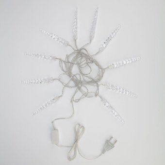 гирлянда светодиодная "айсикл" (бахрома) "сосульки" 1.5х0.25м 10led бел. 0.51вт ip20 провод прозр. neon-night 303-068 от магазина Штепсель и батарейка.