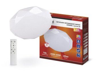 светильник светодиодный comfort diamond 75вт 3000-6500к 6000лм 230в 480х80мм с пультом ду in home 4690612034799 от магазина Штепсель и батарейка.