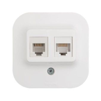 розетка компьютерная + телефонная 2-м оп 2мод. quteo rj45 + rj11 кат.5e utp ip20 бел. leg 782221 от магазина Штепсель и батарейка. - фото_3