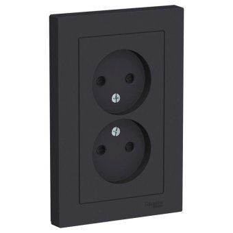 розетка 2-м сп atlasdesign 16а ip20 без заземл. защ. шторки в сборе карбон se atn001022 от магазина Штепсель и батарейка.