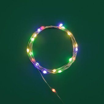 гирлянда светодиодная "роса" с крупными каплями 2м 20led мультиколор 0.1вт ip20 тонкий батарейный блок элементы питания 2хcr2032 (в компл.) neon-night 302-009 от магазина Штепсель и батарейка. - фото_3