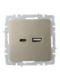 розетка brite usb a+c 18вт рю11-1-брш механизм шампань iek br-u22-018-k37 от магазина Штепсель и батарейка. - фото_2