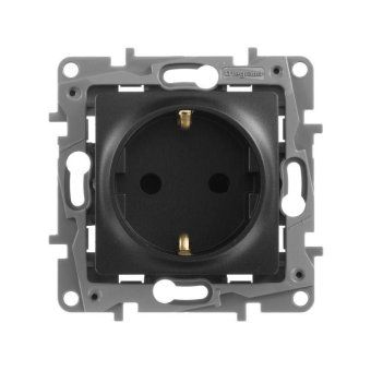 розетка 1-м сп etika 16а ip31 250в 2p+e с заземл. защ. шторки немецк. стандарт винтов. клеммы механизм антрацит leg 672622 от магазина Штепсель и батарейка.