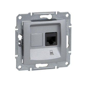 розетка компьютерная 1-м сп sedna rj45 кат.5e utp неэкранир. механизм алюм. sche sdn4300160 от магазина Штепсель и батарейка.