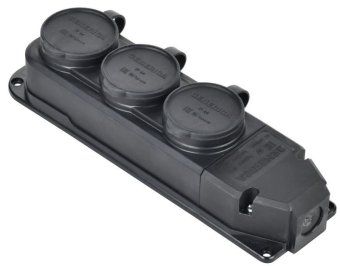 колодка удлинителя 3-м 16а ip44 с защ. крышкой каучук черн. generica erk20-016-03-44-k02-g от магазина Штепсель и батарейка.