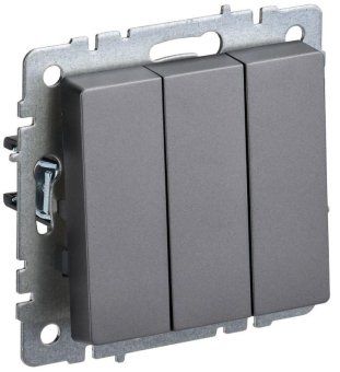 выключатель 3-кл. сп brite вс10-3-0-брс 10а механизм сталь iek br-v30-0-10-k46 от магазина Штепсель и батарейка.