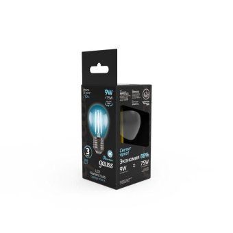 лампа светодиодная филаментная black filament 9вт p45 шар 4100к нейтр. бел. e27 710лм gauss 105802209 от магазина Штепсель и батарейка. - фото_3