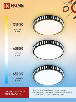 светильник светодиодный comfort astera 75вт 3000-6500к 6000лм 230в 500х100мм с пультом ду in home 4690612035727 от магазина Штепсель и батарейка. - фото_8