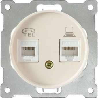 розетка компьютерная + телефонная 2-м сп florence rj45 + rj11 кат.5e механизм беж. (1e20801301) onekeyelectro 2172794 от магазина Штепсель и батарейка.