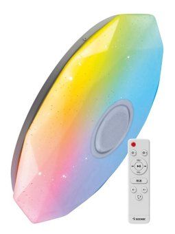 светильник светодиодный premium diamond-rgb 75вт 230в 3000-6500к 6000лм ip40 502х83мм настенно-потолочный управляемый с пультом ду с rgb подсветкой и bt колонкой космос ksdiamrgbmus75w от магазина Штепсель и батарейка.