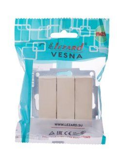 выключатель 3-кл. сп vesna механизм крем. lezard 742-0388-109 от магазина Штепсель и батарейка.