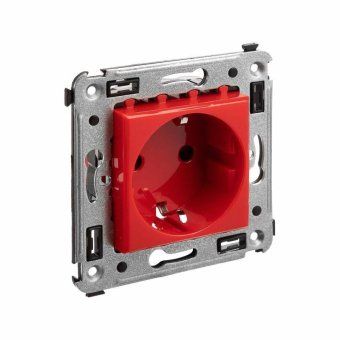 розетка 1-м сп 2мод. avanti "красный квадрат" 16а ip20 2p+e защ. шторки красн. dkc 4401003 от магазина Штепсель и батарейка. - фото_2