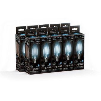 лампа светодиодная филаментная black filament 5вт свеча 4100к нейтр. бел. e14 450лм gauss 103801205 от магазина Штепсель и батарейка. - фото_3
