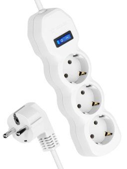 удлинитель 3х5м с заземл. 10а ip20 пвс 3х0.75 с выкл. космос yksm5m-3g-z-v(10a)p от магазина Штепсель и батарейка.